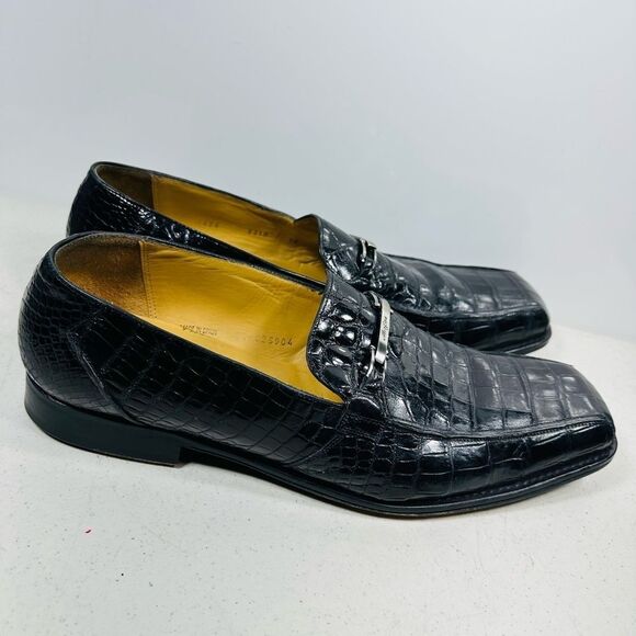 Mezlan Black Crocodile Embossed Loafers main image 5